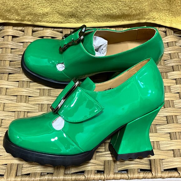 *NEW* 2024 Fluevog Stop It SOSTA Mary Janes, Green Patent, Size 9! GORGEOUS! - Picture 5 of 12